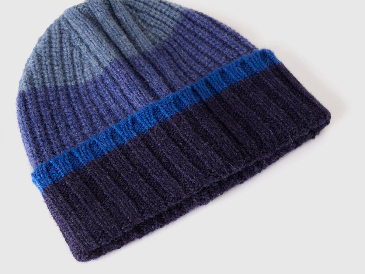 Cappello a righe in pura lana Shetland