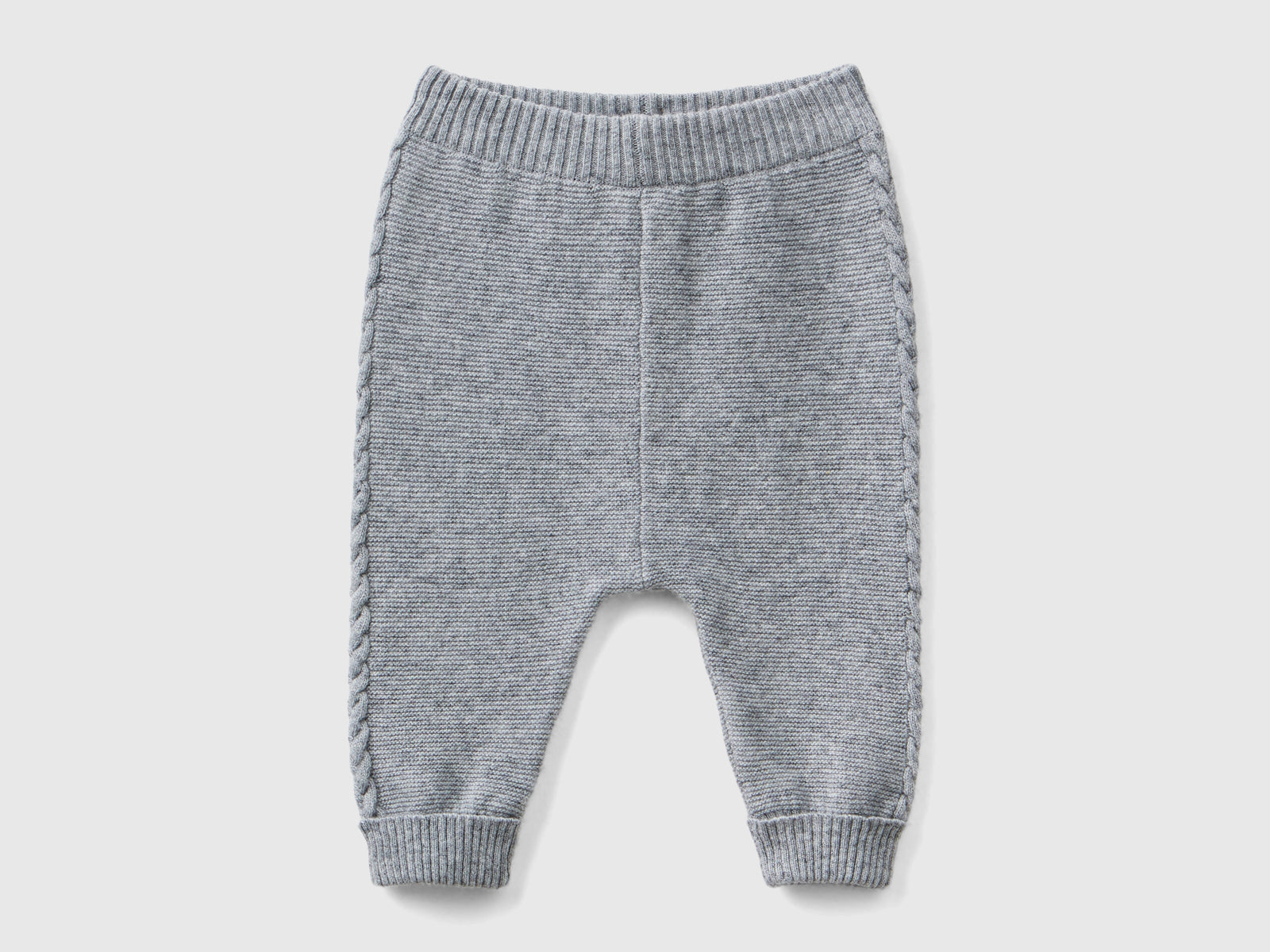 Pantaloni con trecce in misto lana riciclata da neonato grigio chiaro | Benetton Outlet