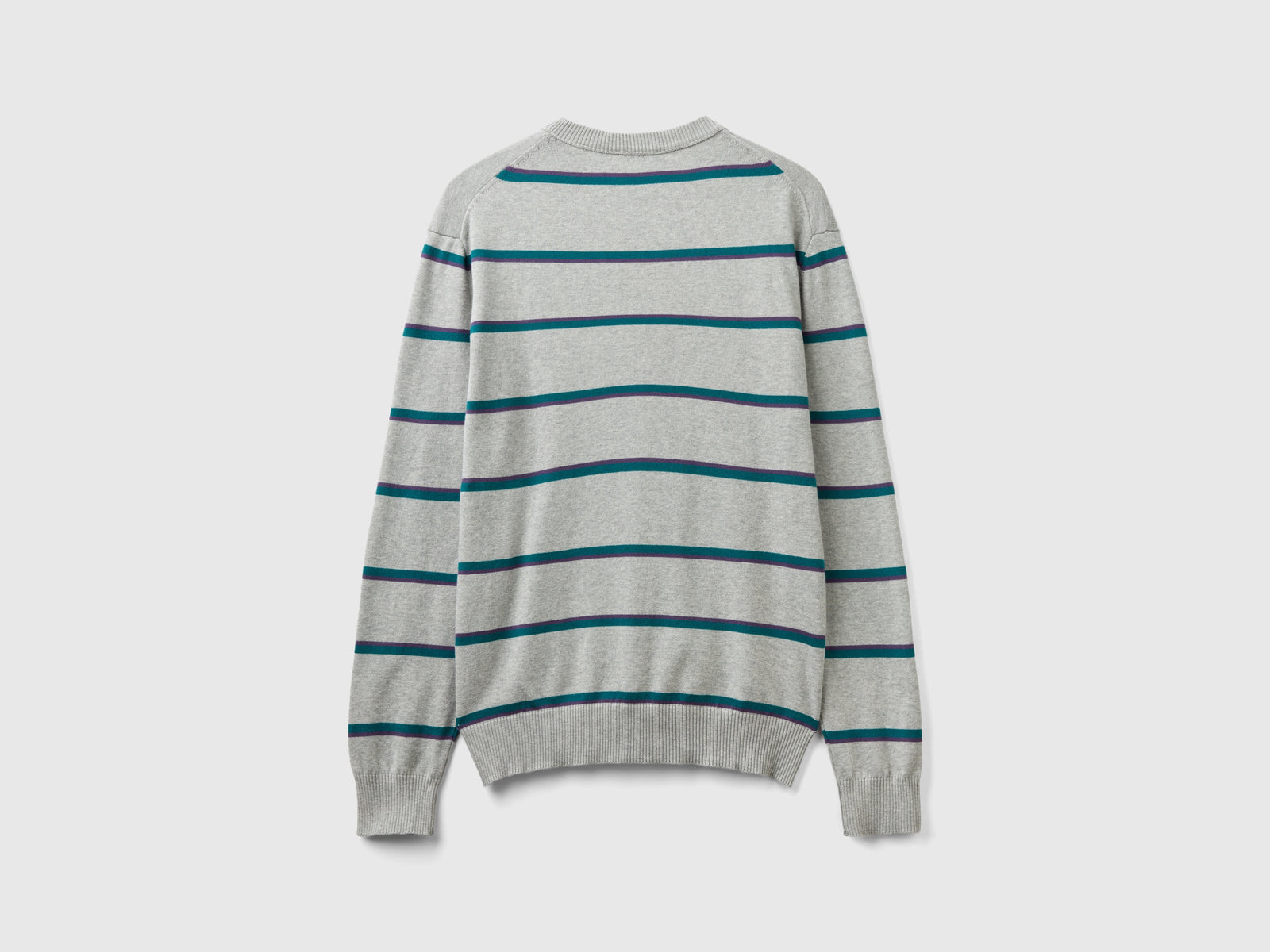 Maglia a righe 100% cotone da uomo grigio chiaro 2 | Benetton Outlet