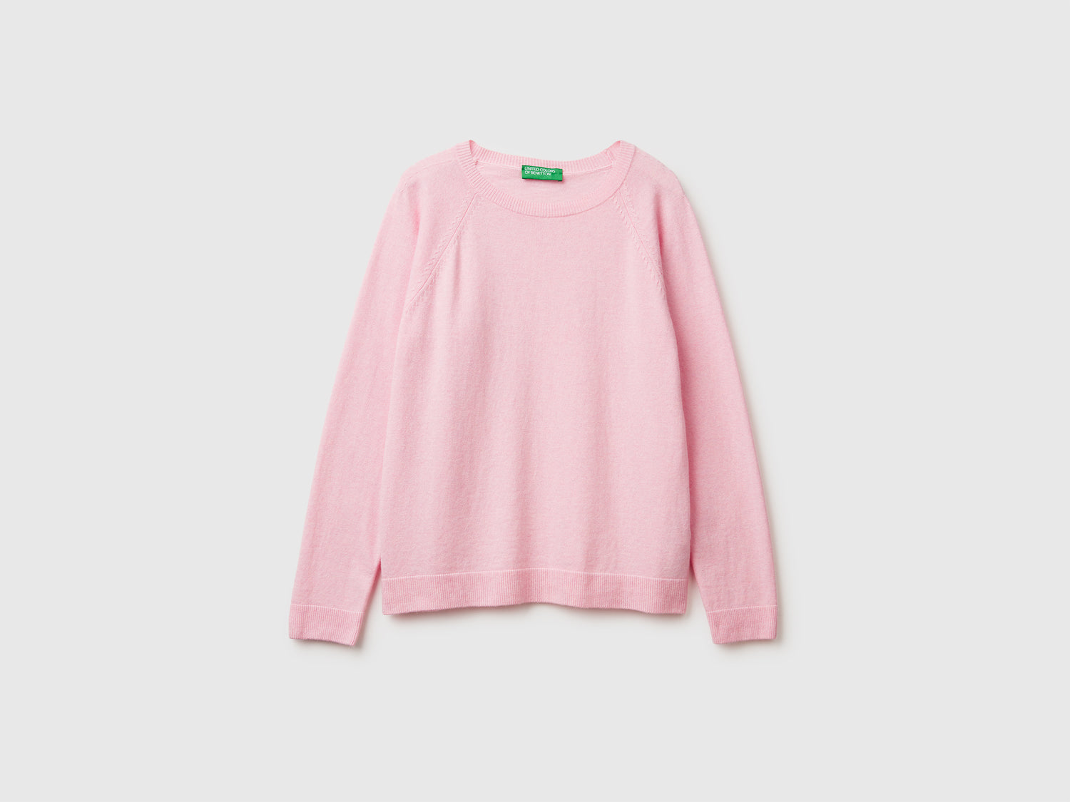 Maglia girocollo in misto lana e cashmere da donna rosa | Benetton Outlet