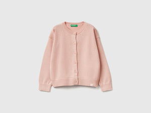 Cardigan girocollo in puro cotone