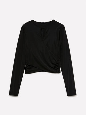 T-shirt cropped con drappeggio