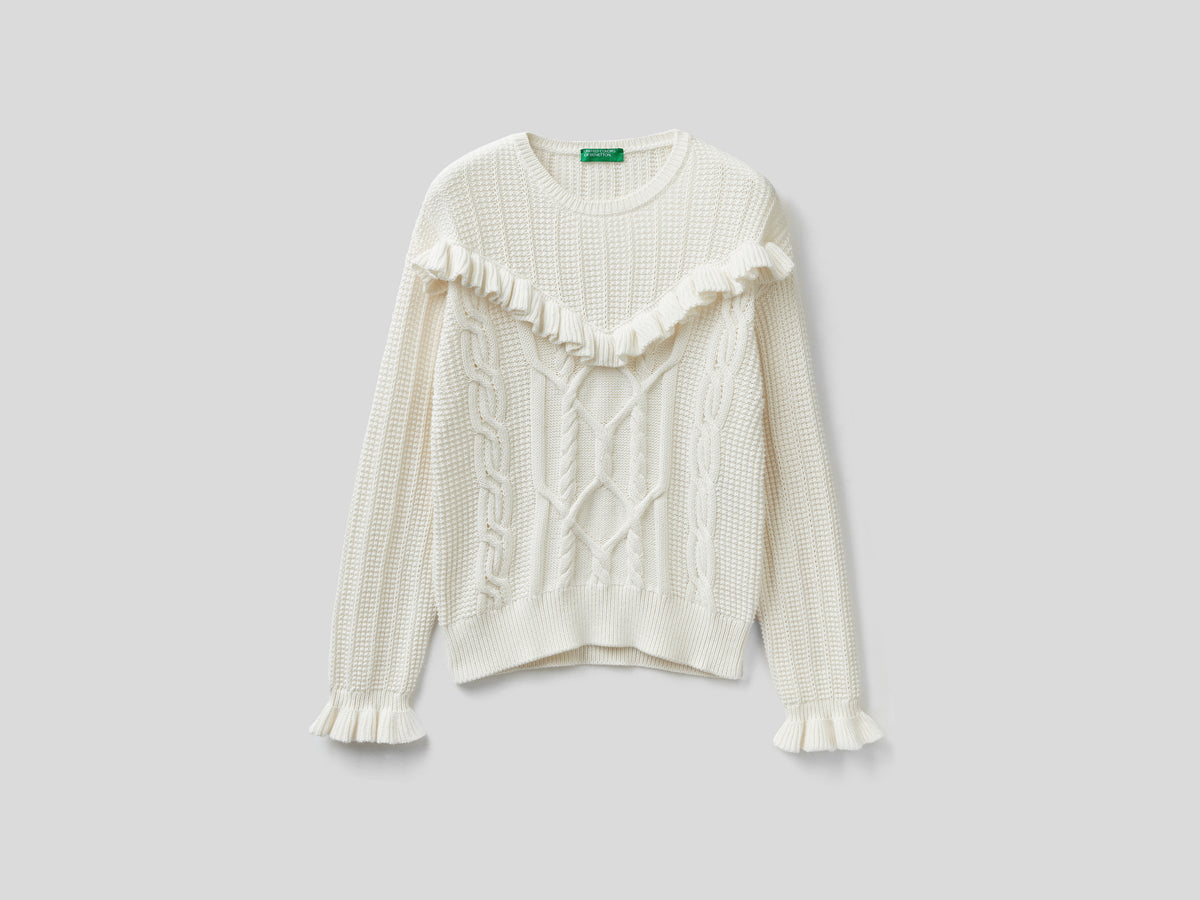 Maglia con rouches e trecce