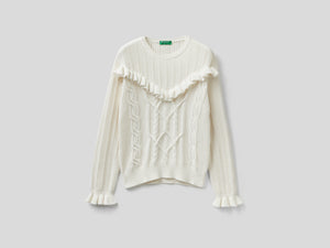 Maglia con rouches e trecce