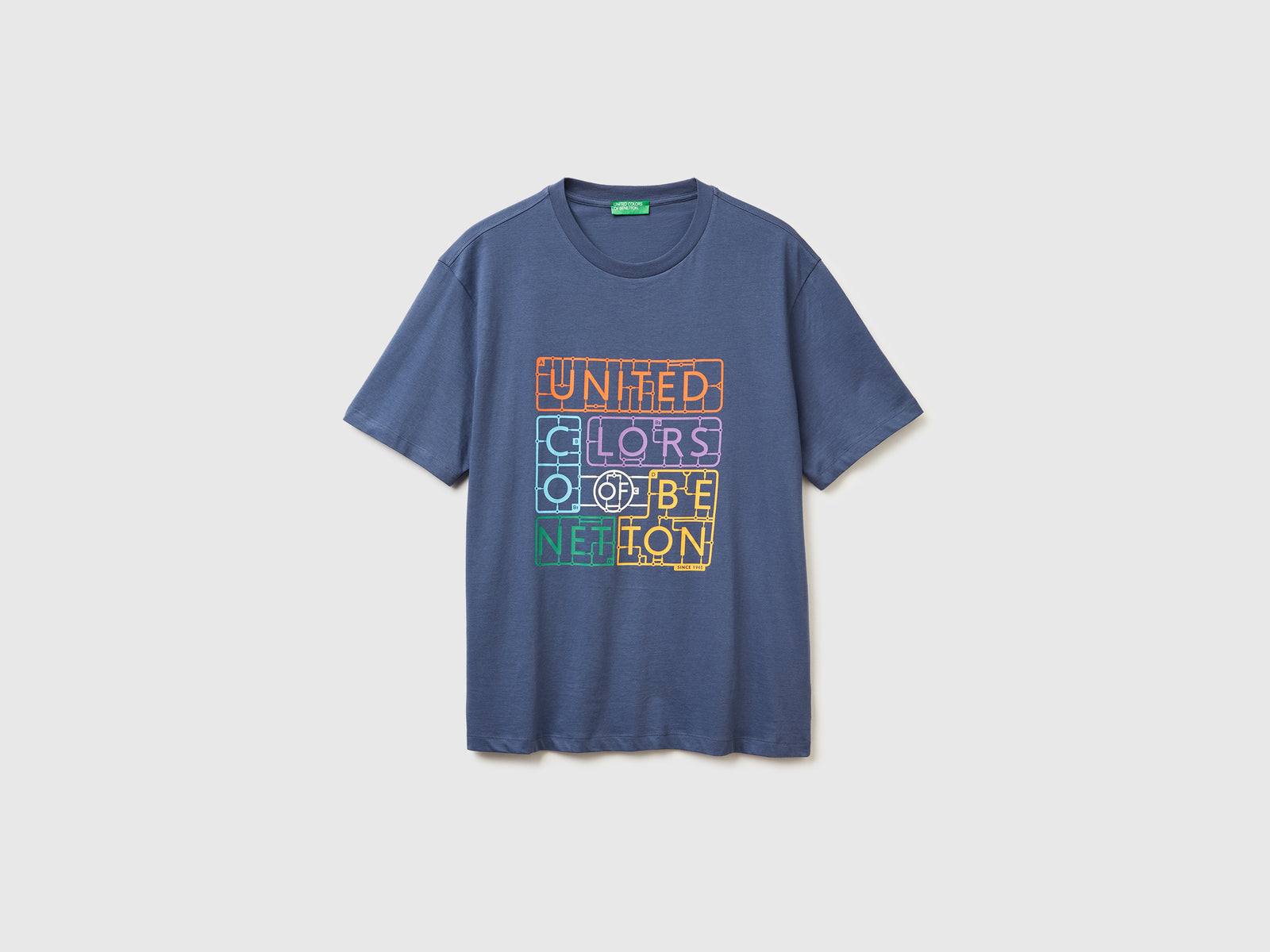 T-shirt in cotone con logo da uomo avio | Benetton Outlet