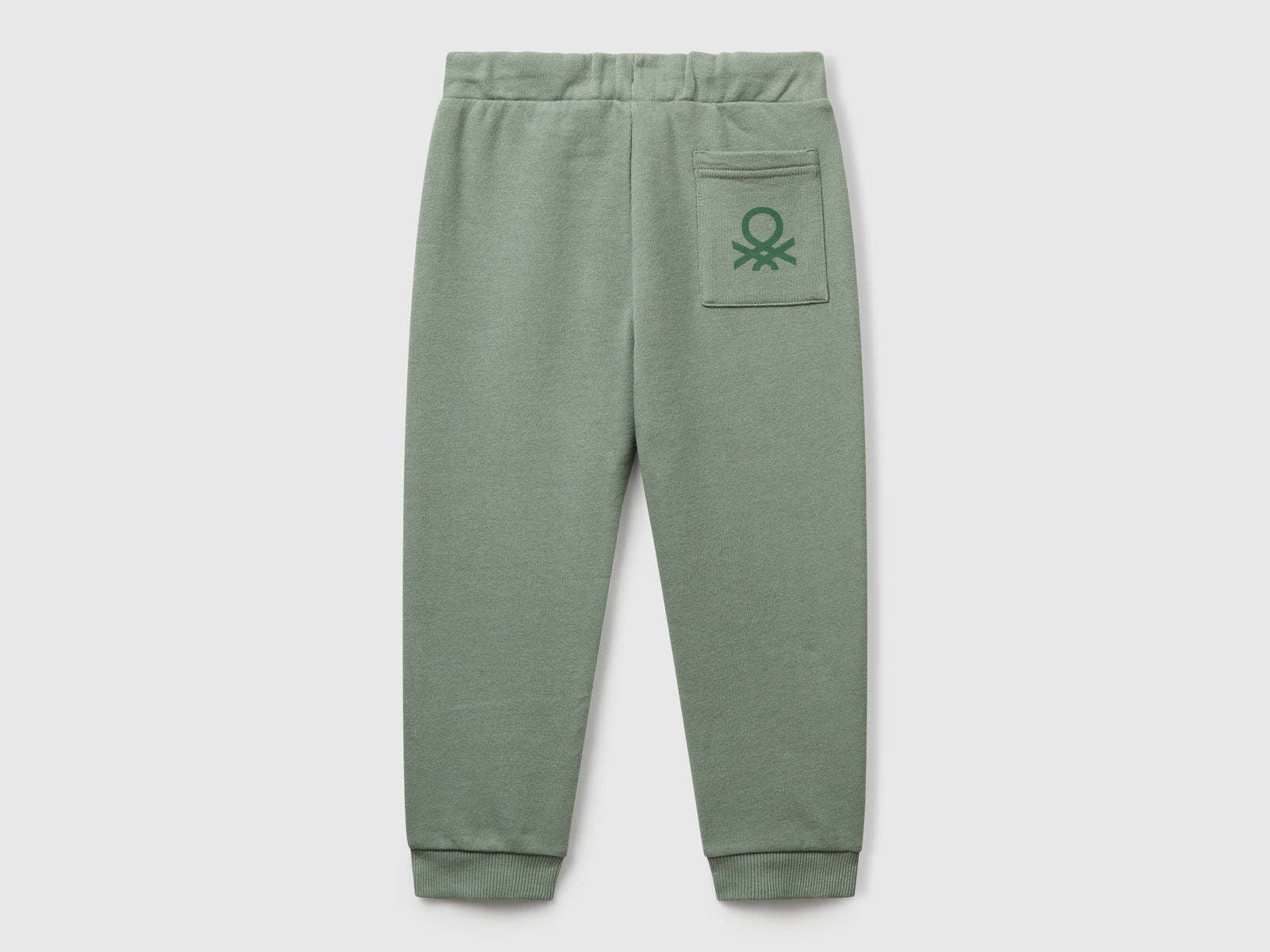 Pantaloni in cotone con logo da bimbo verde militare 2 | Benetton Outlet