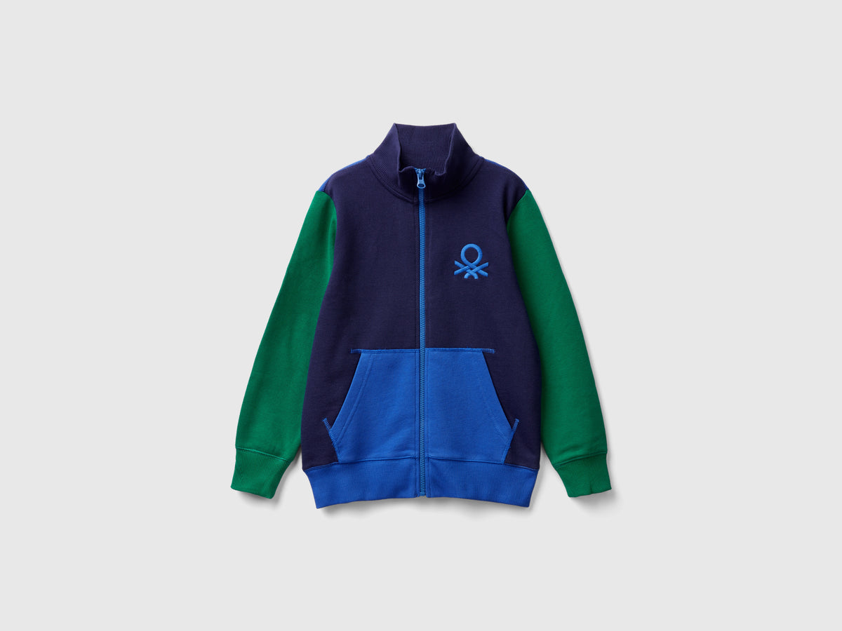Felpa con zip in puro cotone
