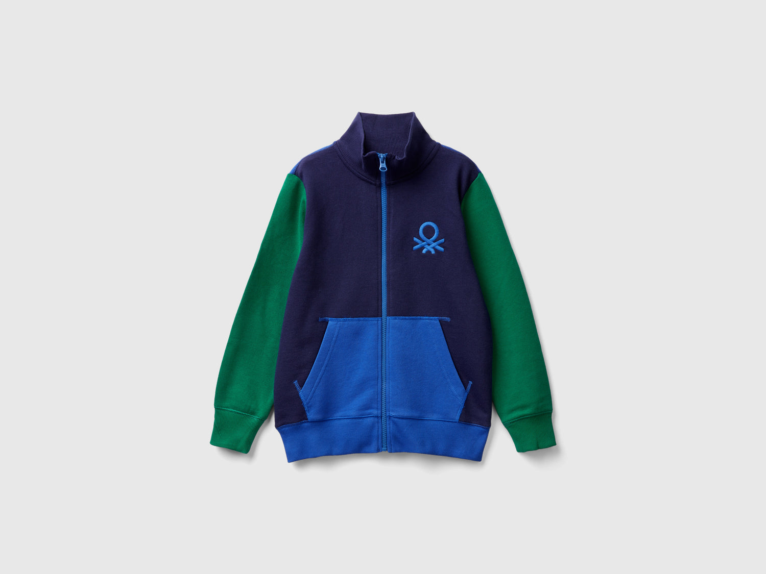 Felpa con zip in puro cotone da bambino multi-color | Benetton Outlet
