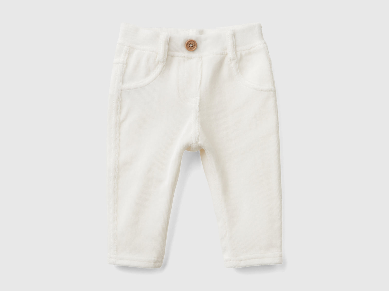 Pantaloni in ciniglia stretch da neonato bianco panna | Benetton Outlet