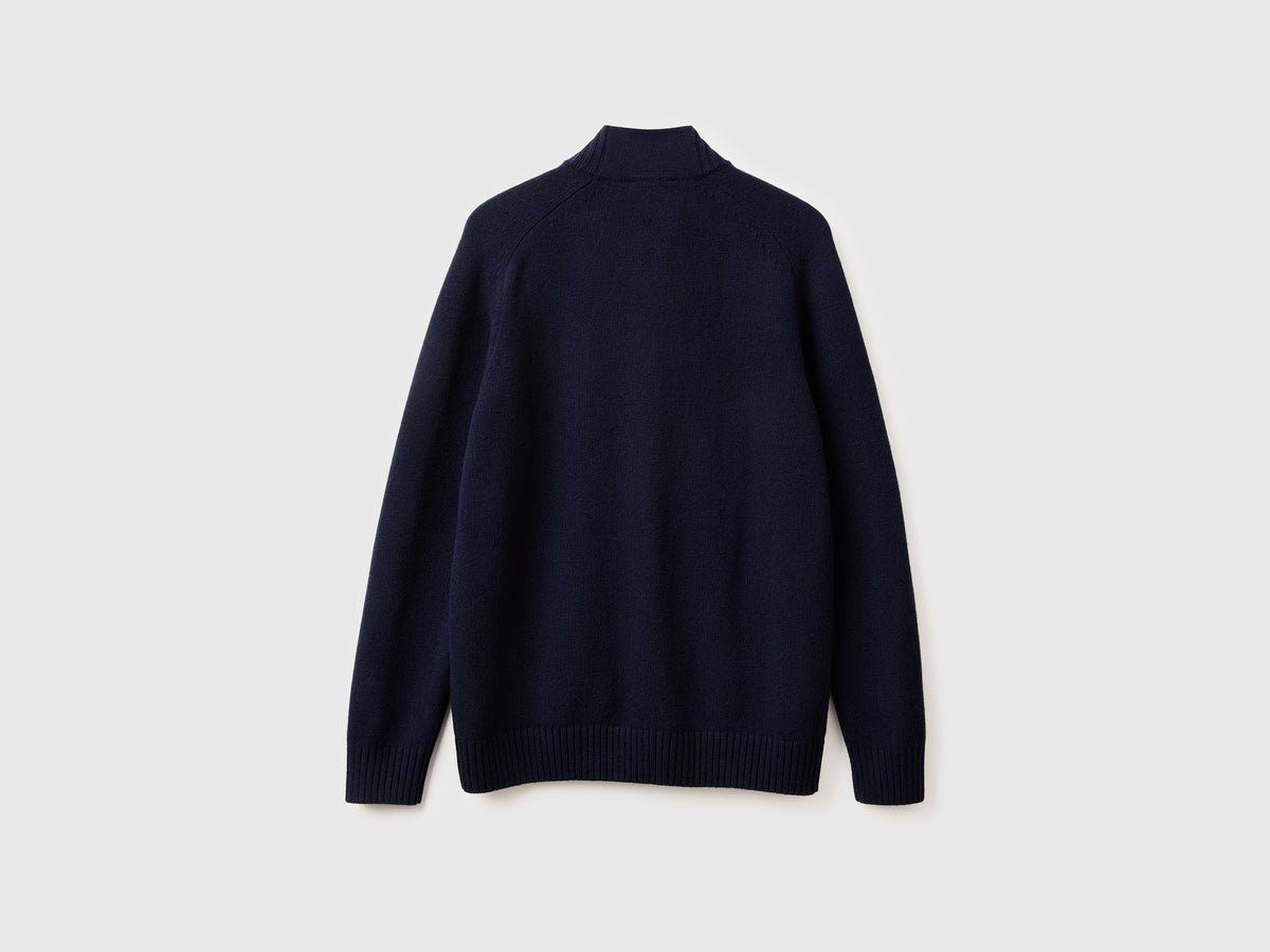 Cardigan con zip in pura lana Merino