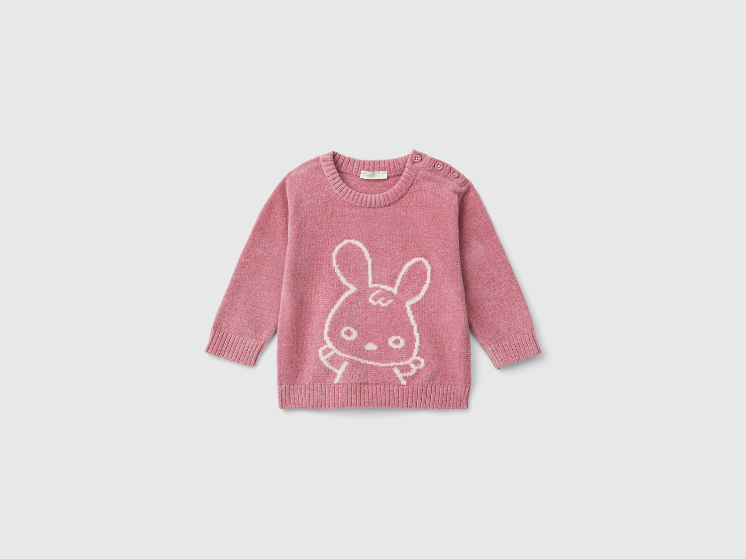 Maglioncino con intarsio coniglio da neonato malva | Benetton Outlet