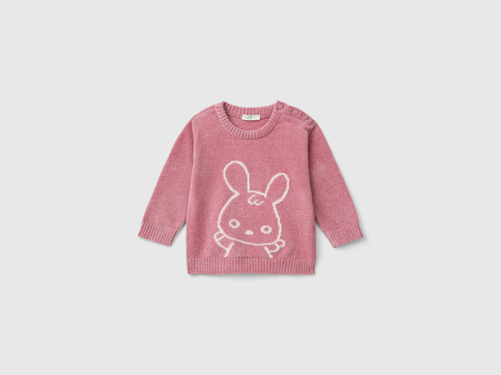 Maglioncino con intarsio coniglio da neonato malva | Benetton Outlet