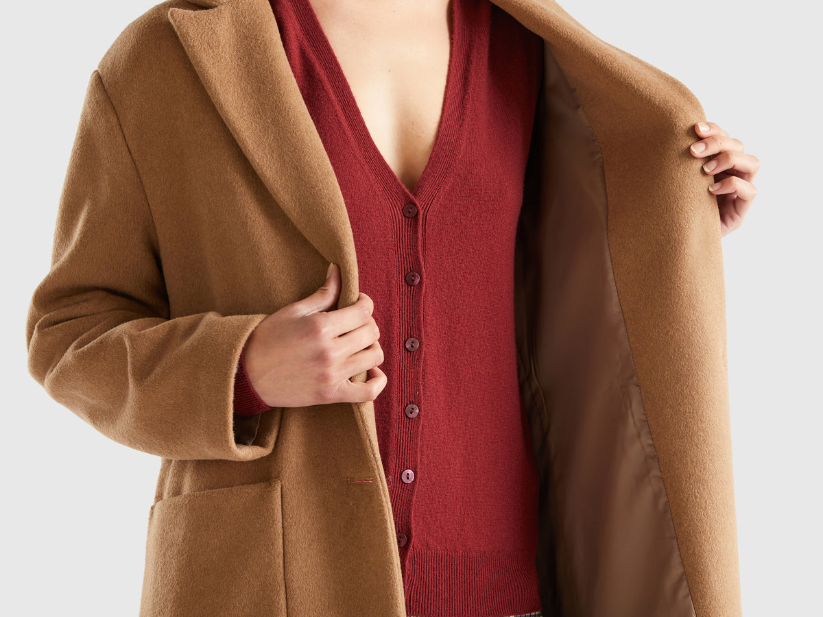 Cappotto midi in misto lana Shetland