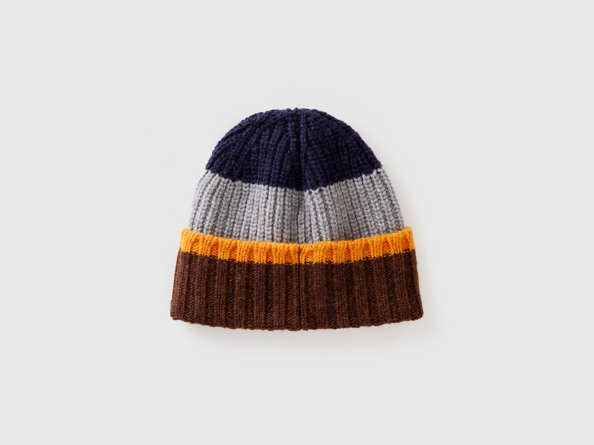 Cappello a righe in pura lana Shetland