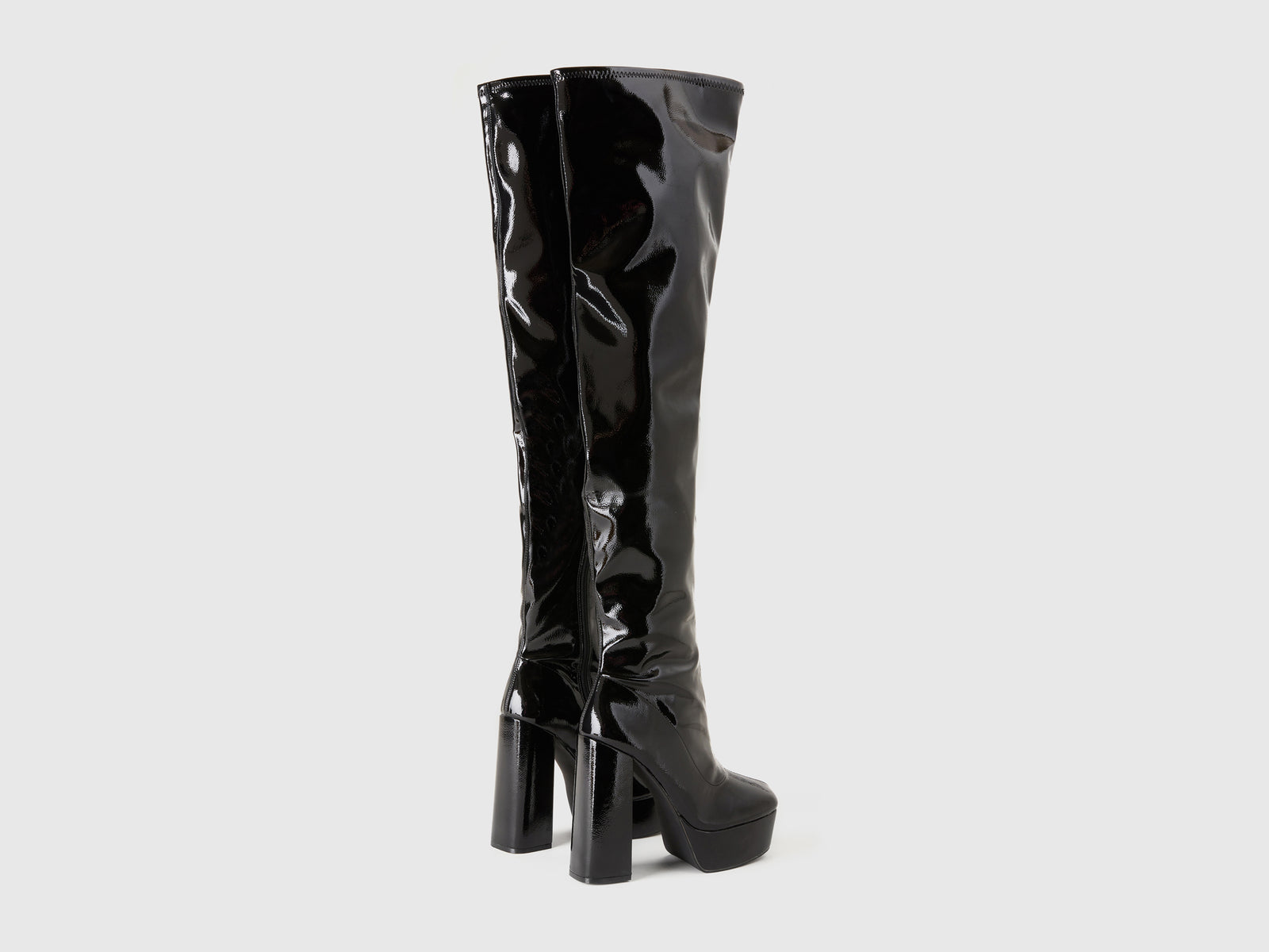 Stivali alti lucido da donna nero 2 | Benetton Outlet