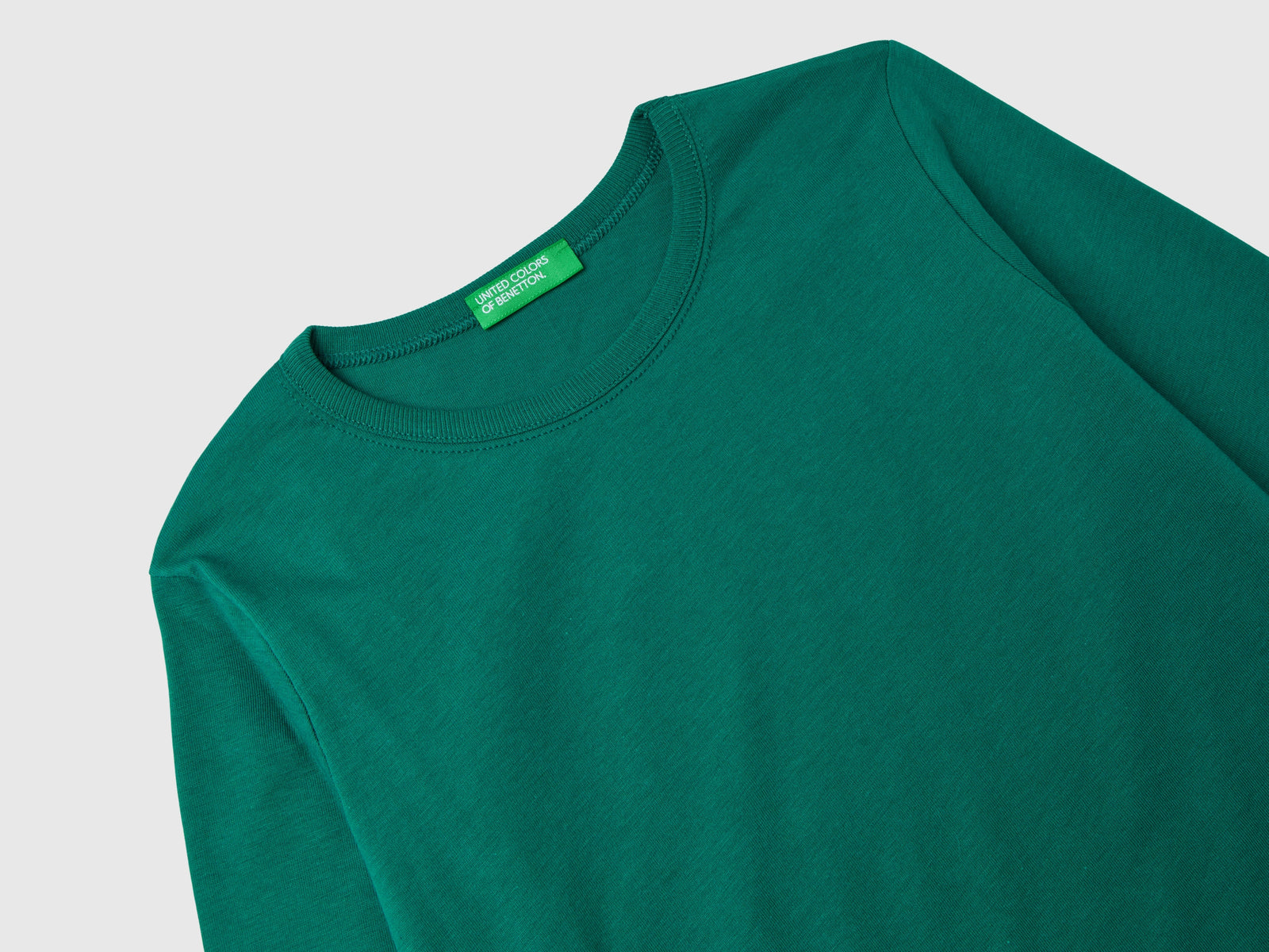 T-shirt a manica lunga in cotone bio da bambina verde scuro 3 | Benetton Outlet