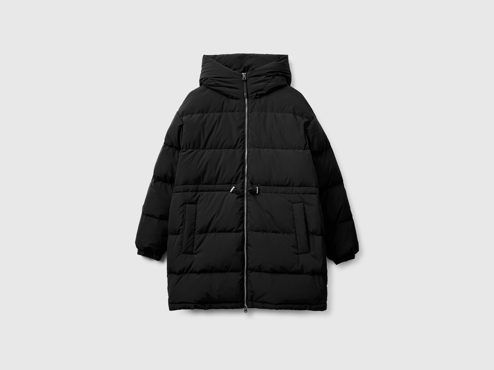 Piumino lungo imbottito con piuma riciclata da donna nero | Benetton Outlet