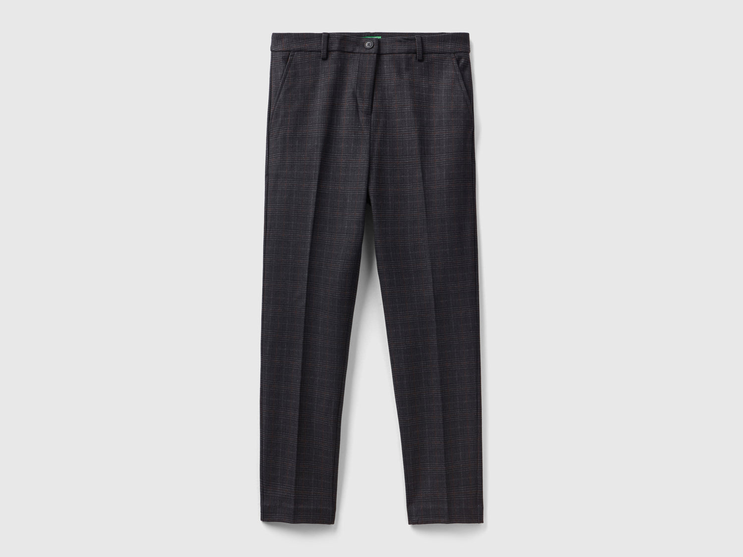 Pantaloni dritti a quadri da donna marrone scuro | Benetton Outlet