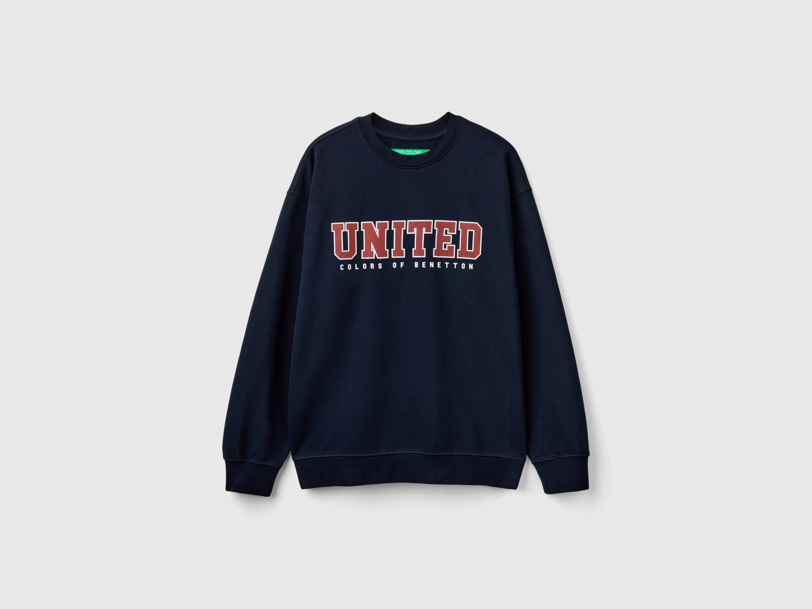 Felpa girocollo con stampa logo da uomo blu scuro | Benetton Outlet