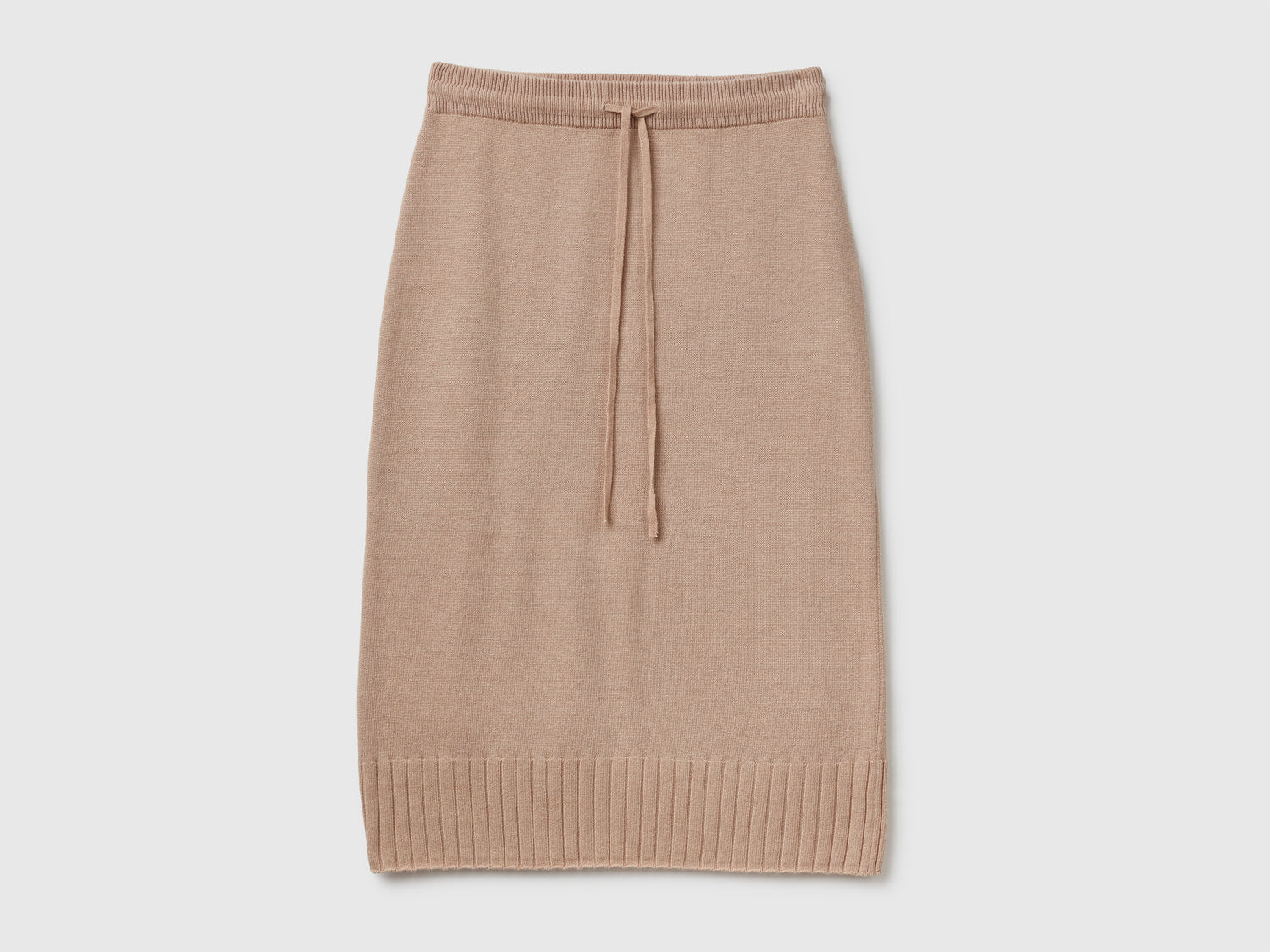 Gonna midi in misto cashmere da donna beige | Benetton Outlet