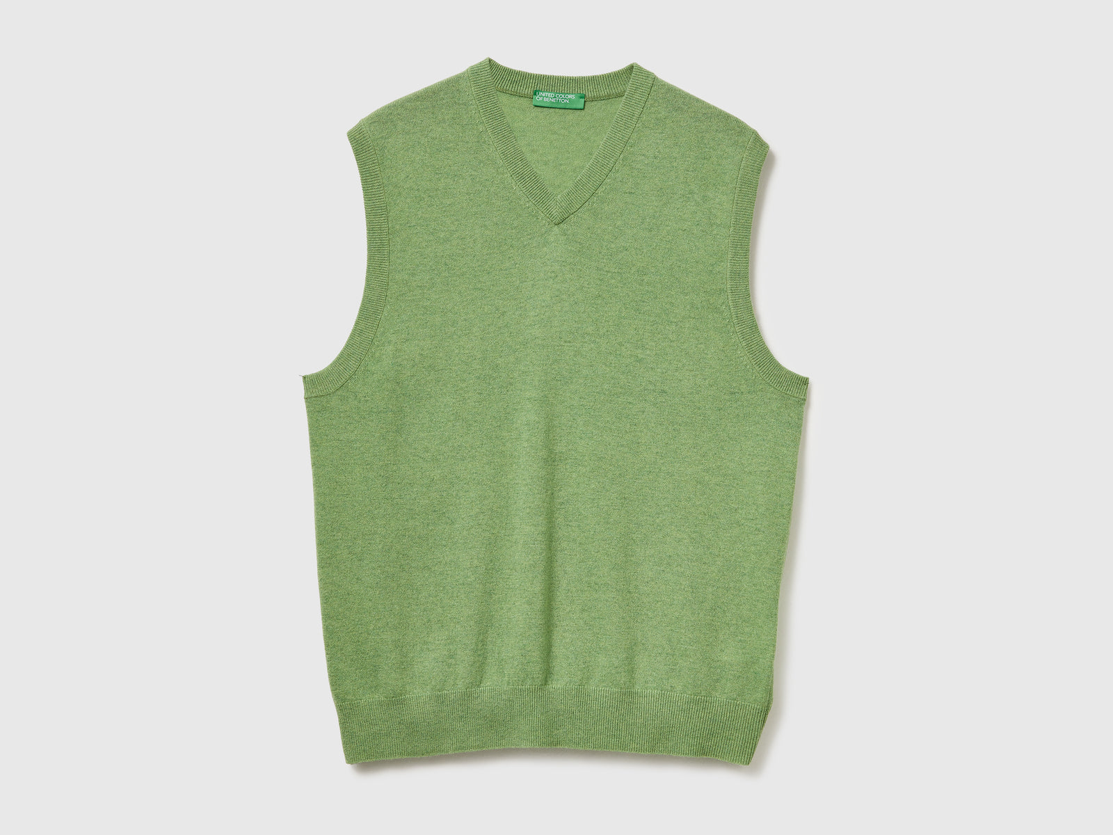 Gilet mélange in pura lana Merino da uomo verde chiaro | Benetton Outlet