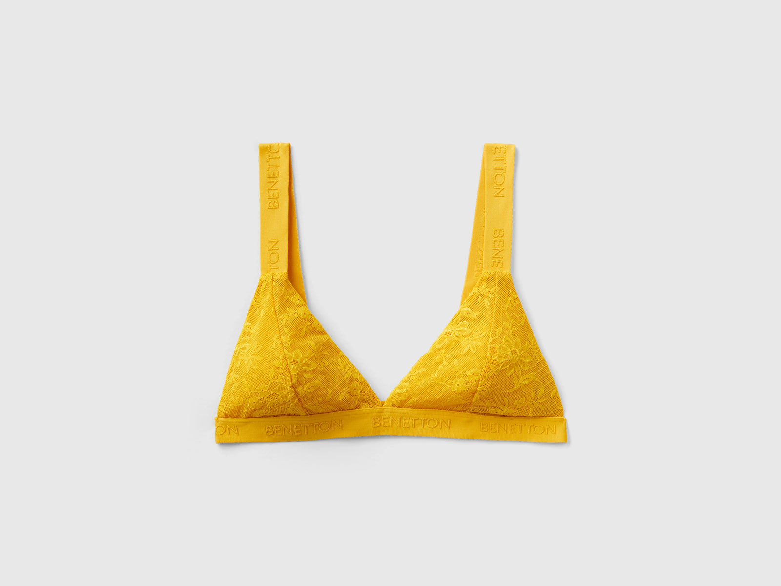 Reggiseno a triangolo in pizzo da donna giallo | Benetton Outlet