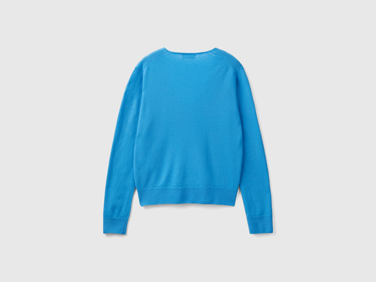 Maglione con scollo a V in pura lana Merino