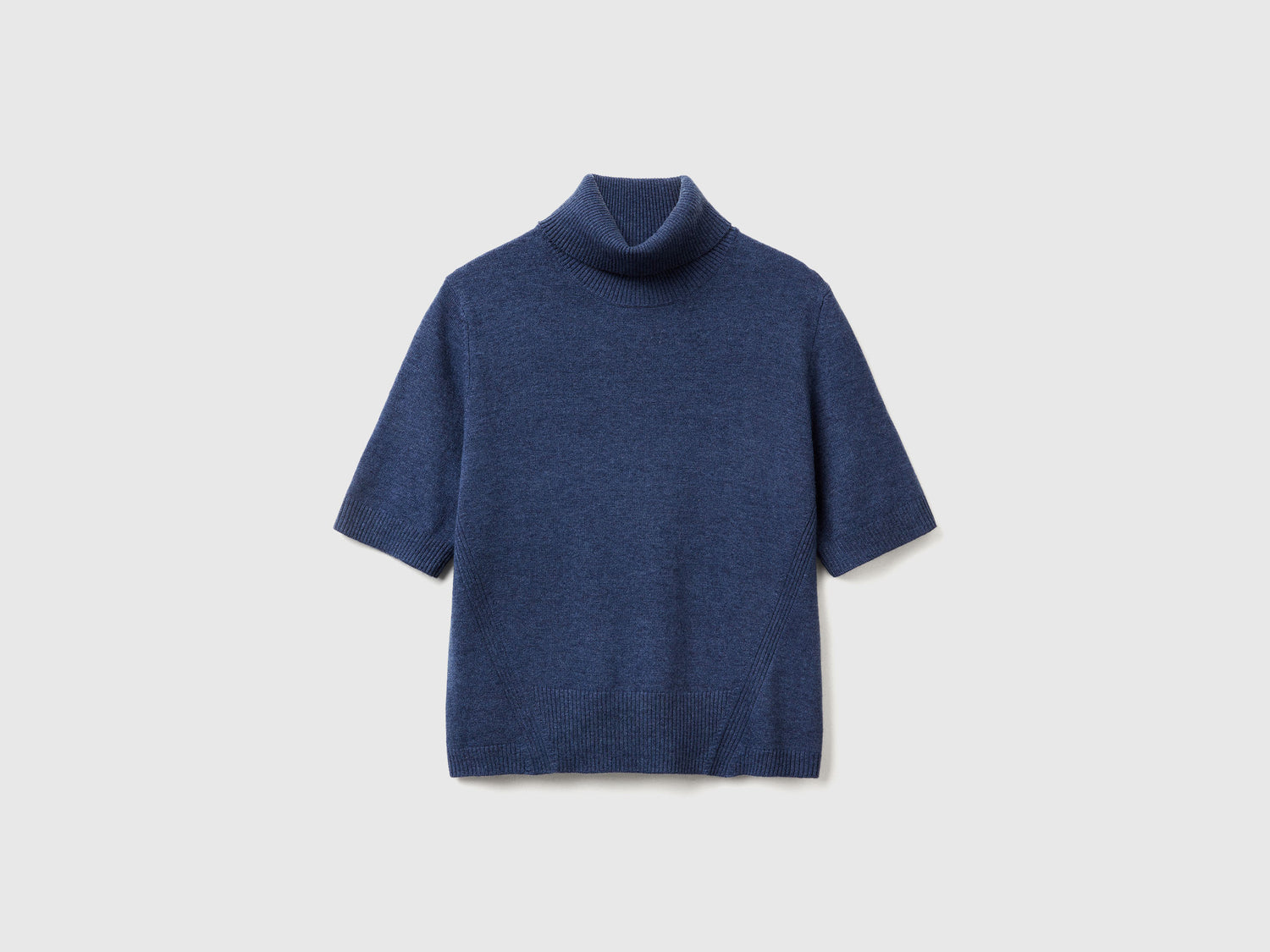 Dolcevita avio a manica corta in misto cashmere da donna blu | Benetton Outlet