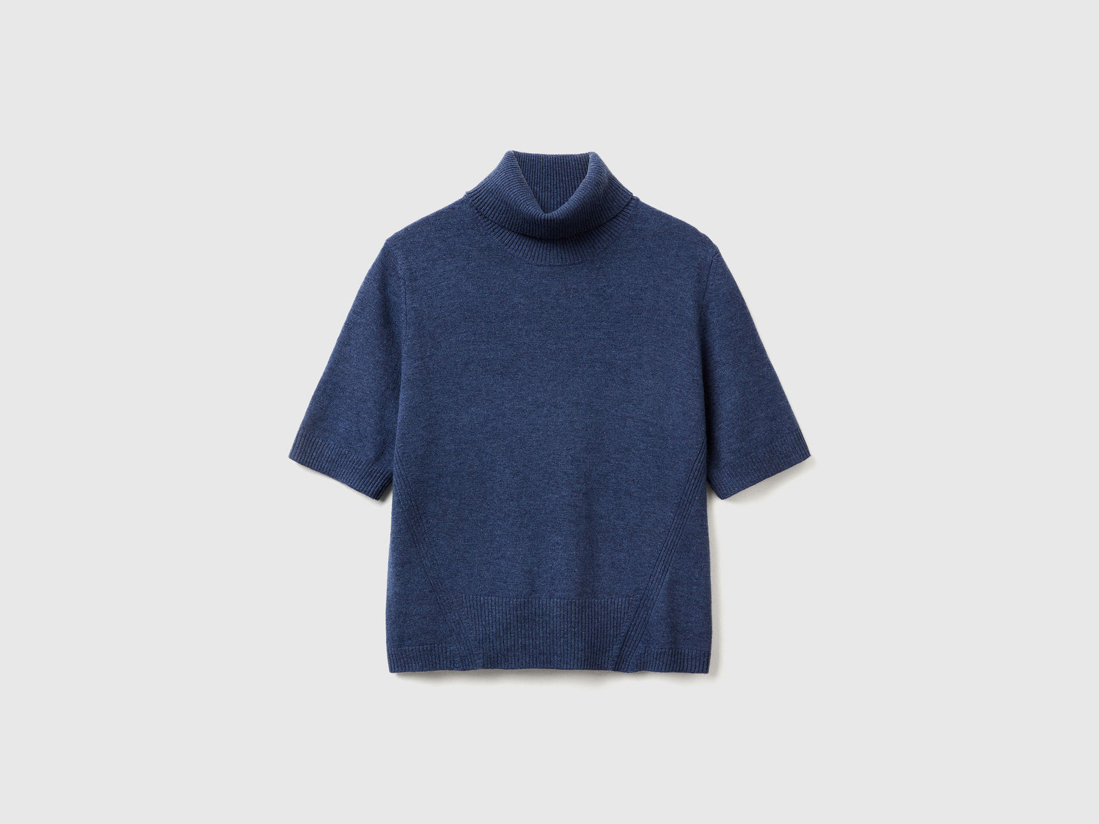 Dolcevita avio a manica corta in misto cashmere da donna blu | Benetton Outlet