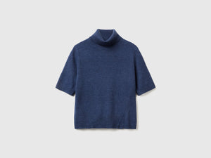 Dolcevita avio a manica corta in misto cashmere