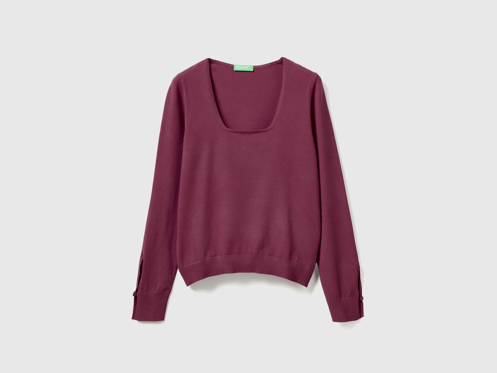 Maglia con scollo quadrato da donna prugna | Benetton Outlet