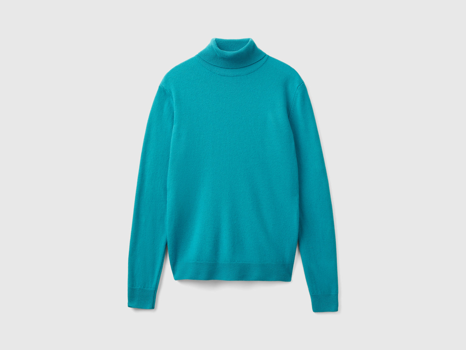 Maglione dolcevita in pura lana Merino da donna turchese | Benetton Outlet