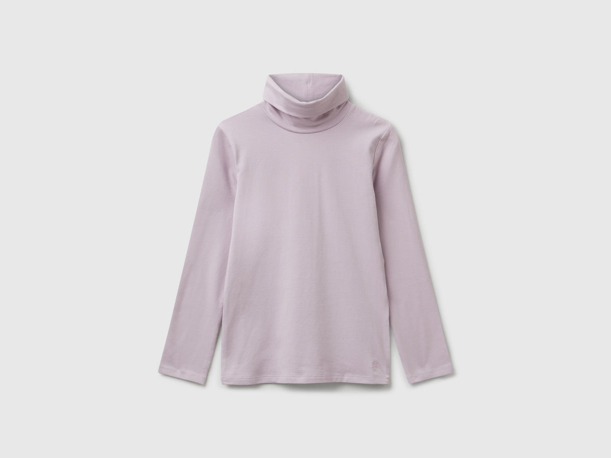 T-shirt stretch con collo alto
