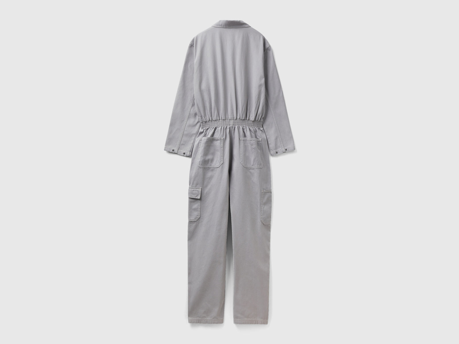 Tuta lunga in tela di cotone da donna grigio chiaro 2 | Benetton Outlet