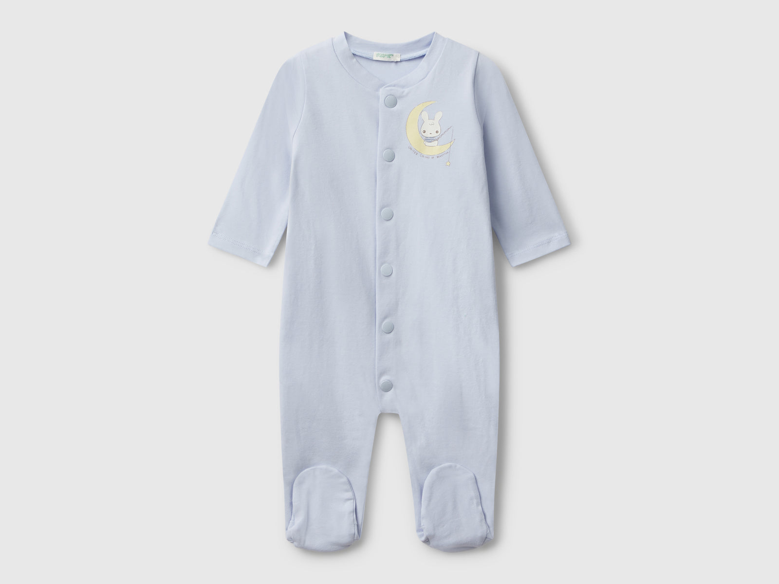 Tuta con stampa coniglietto da neonato celeste | Benetton Outlet