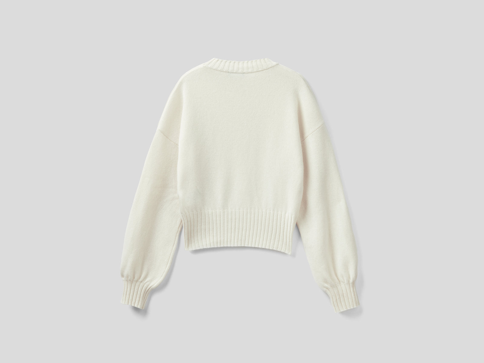 Maglioncino girocollo in misto lana da donna bianco panna 2 | Benetton Outlet