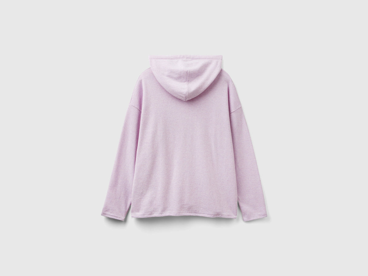 Maglia chiaro misto cashmere con cappuccio