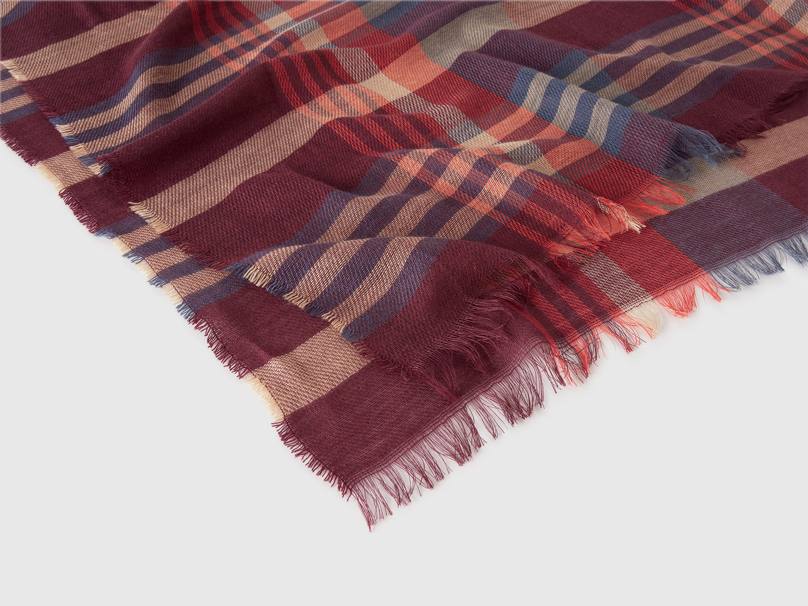 Sciarpa a quadri jacquard da uomo bordeaux 2 | Benetton Outlet
