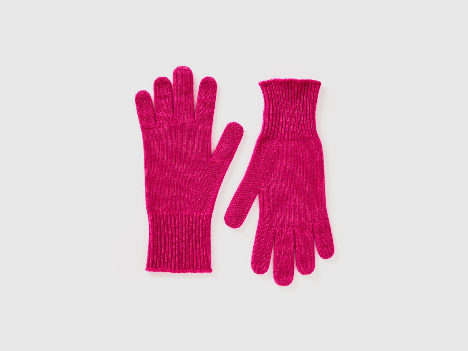 Guanti in pura lana Merino da donna ciclamino | Benetton Outlet