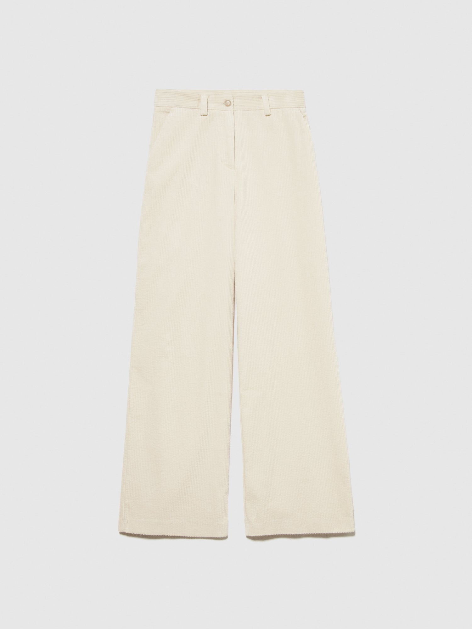 Pantaloni wide leg in velluto a costine da donna bianco panna | Sisley Outlet