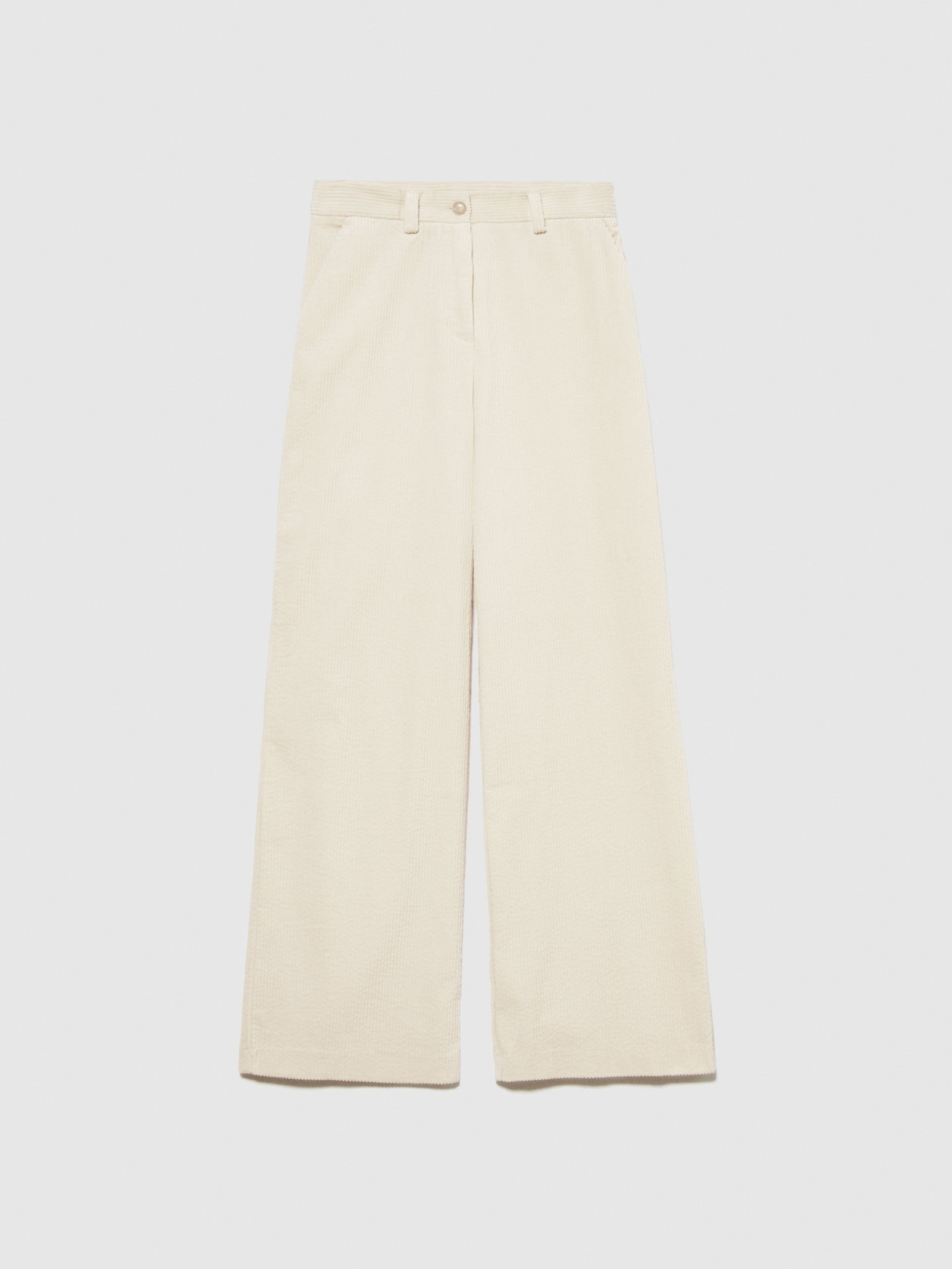 Pantaloni wide leg in velluto a costine da donna bianco panna | Sisley Outlet