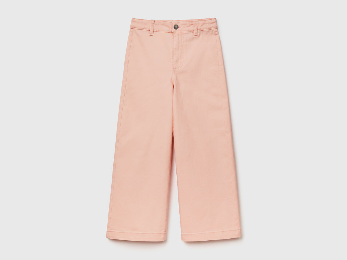 Pantaloni lunghi a vita alta in cotone elasticizzato