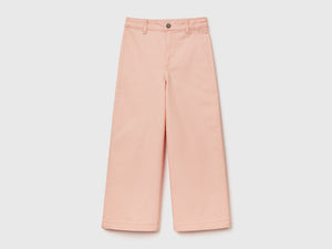Pantaloni lunghi a vita alta in cotone elasticizzato