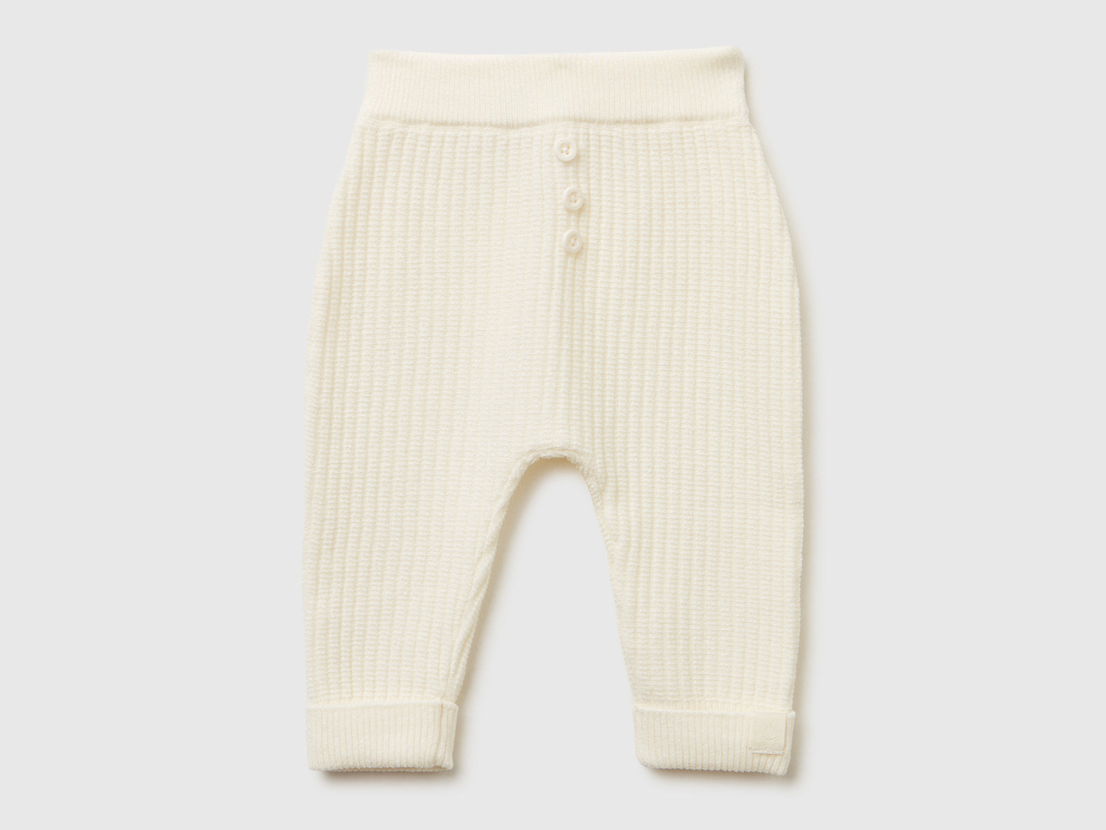 Pantaloni in ciniglia da neonato bianco panna | Benetton Outlet