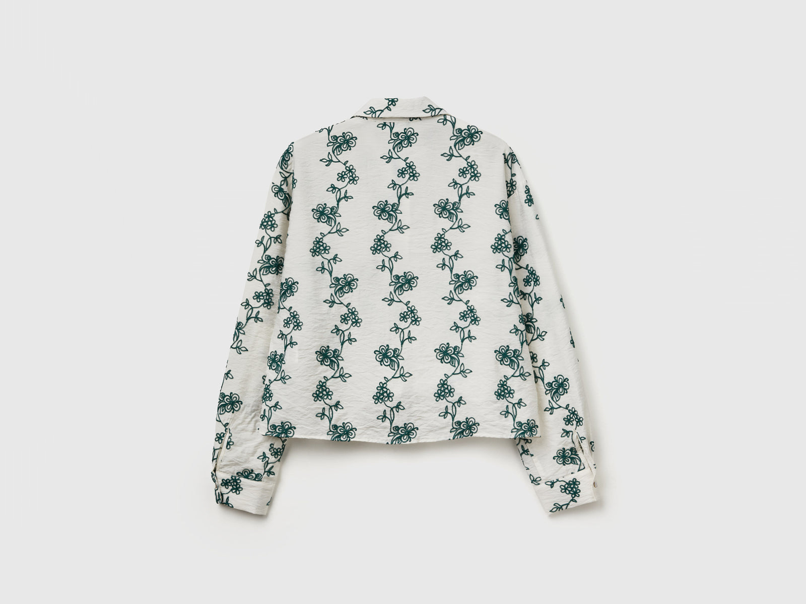Camicia con ricamo fiori da donna bianco panna 2 | Benetton Outlet