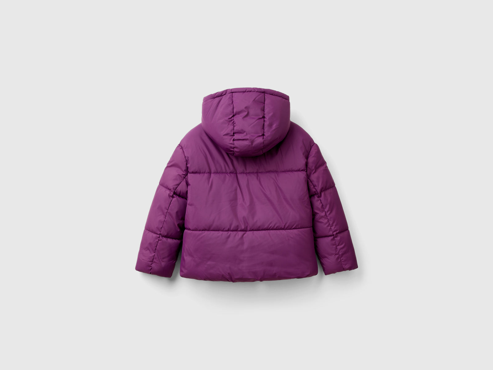 Giubbotto imbottito con cappuccio da bambina malva 2 | Benetton Outlet