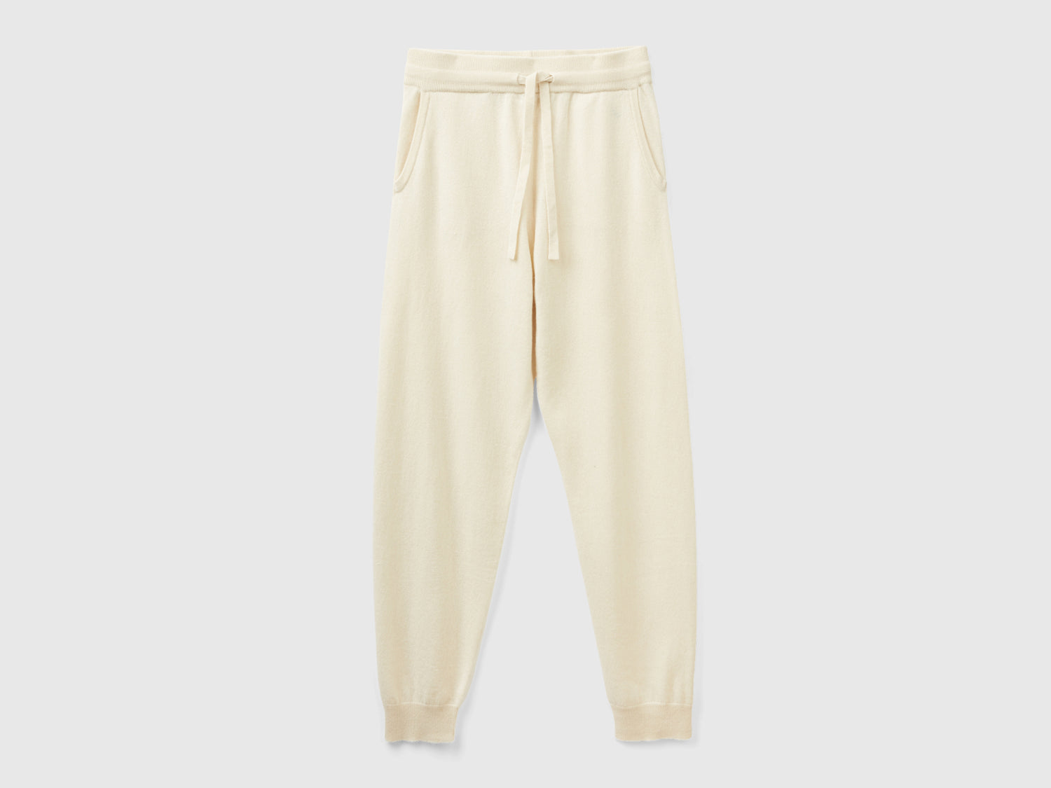 Joggers in puro cashmere da donna bianco panna | Benetton Outlet