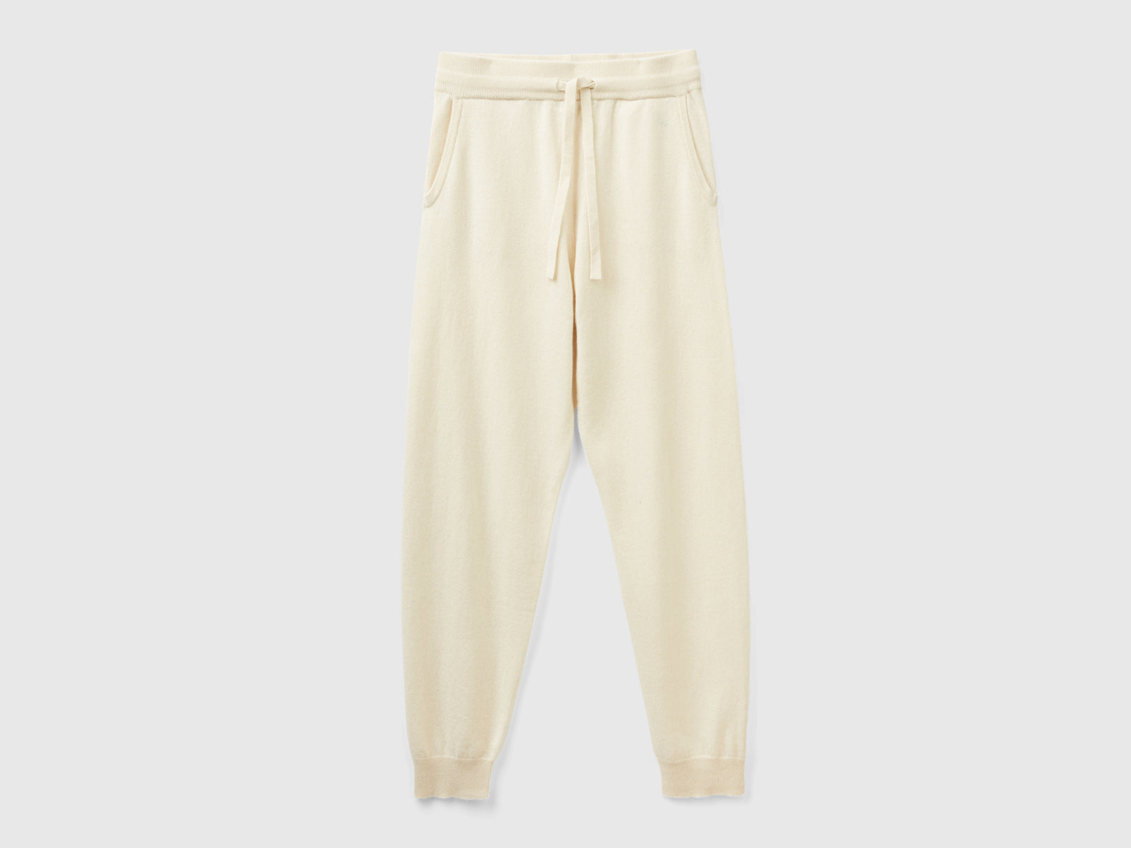 Joggers in puro cashmere da donna bianco panna | Benetton Outlet