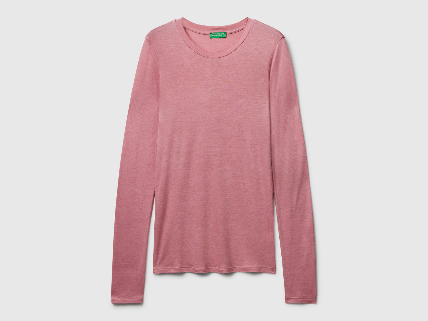 T-shirt in misto viscosa e cashmere da donna rosa | Benetton Outlet