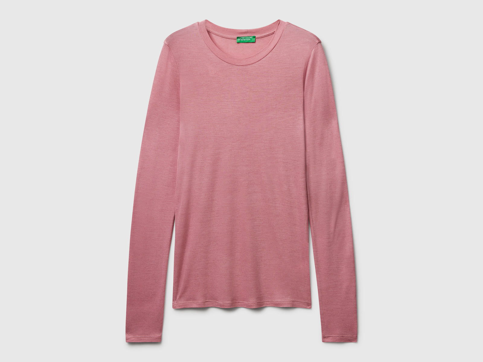 T-shirt in misto viscosa e cashmere da donna rosa | Benetton Outlet